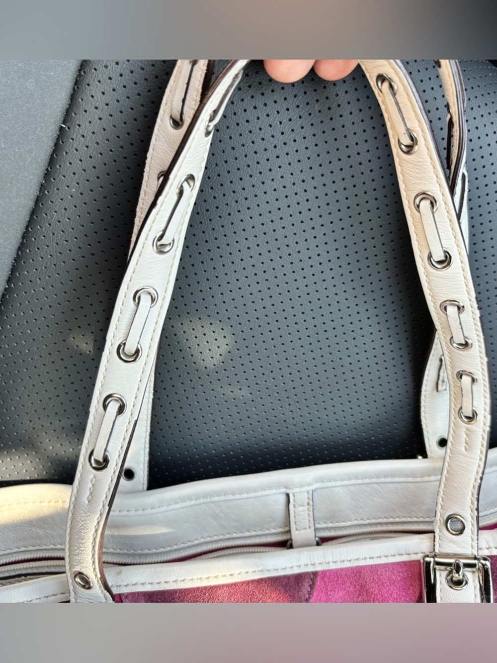 Coach Pink Patchwork Suede Leather Tote Bag Y2K Shoulder Purse - Picture 11 of 14